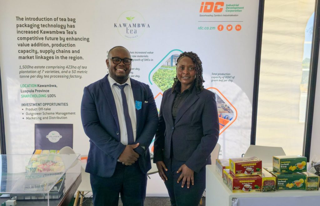 Kawambwa Tea Industries representatives at the IDC pavilion.