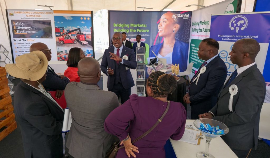Trade fair visitors engage with IDC portfolio company exhibitors at the IDC pavilion.