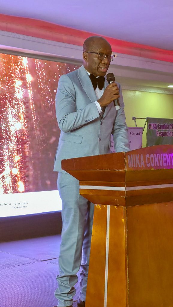 A speaker delivers remarks at the lectern during the MISA Zambia Media Awards