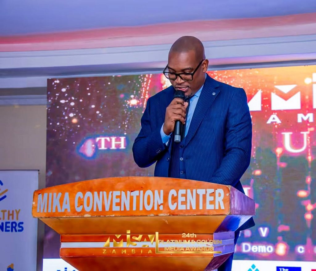 A speaker addresses the MISA Zambia Media Awards from the Mika Convention Centre lectern