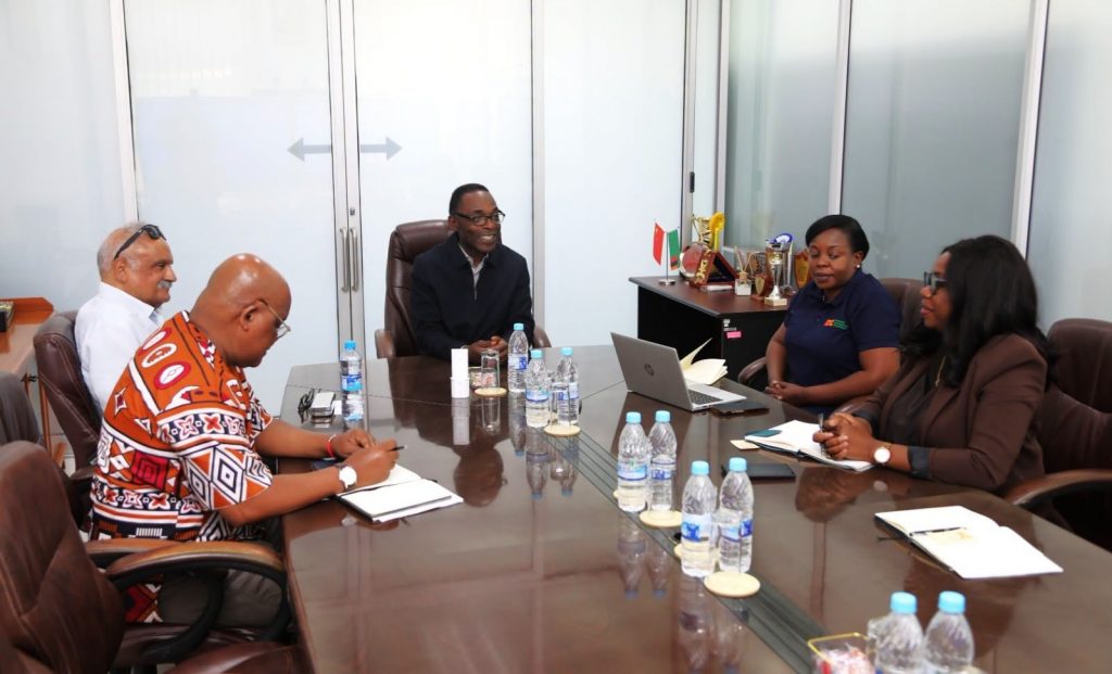 IDC Chief Executive Officer Mr. Cornwell Muleya meets South African High Commissioner His Excellency Saad Cachalia and delegates around the IDC boardroom table.