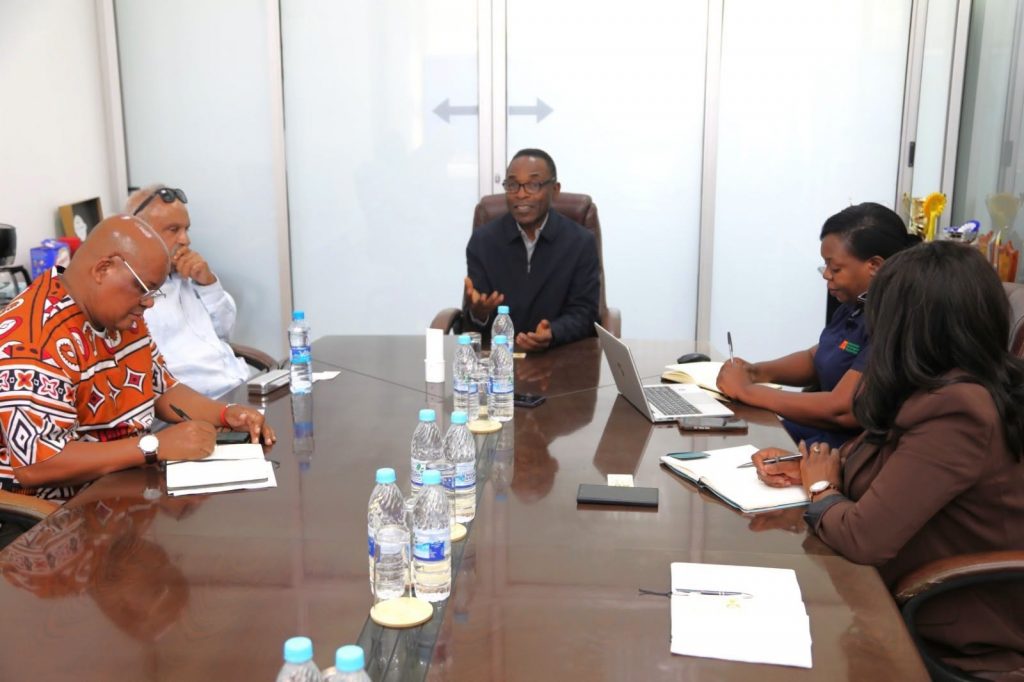 Mr. Cornwell Muleya leads discussions with the South African High Commissioner's delegation at IDC offices in Lusaka.