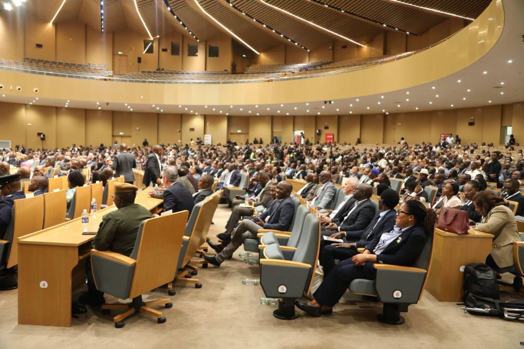 The audience fills the conference hall during the mining and investment insaka.