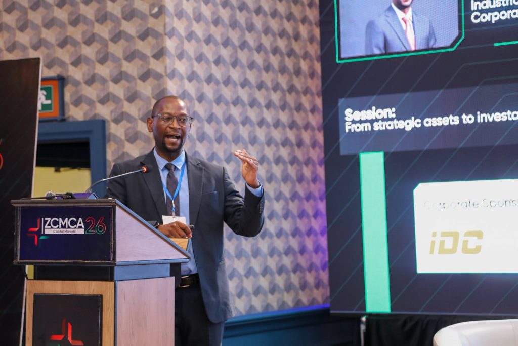 Raphael Chipoma addressing delegates at the Zambia Capital Markets Conference and Awards 2026